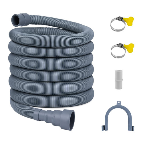 Washer Drain Hose, 10 Feet Flexible Corrugated Washing Machine Drain Hose, Dishwasher Drain Hose Extension Kits with 1 Extension Adapter and 2 Hose Clamps U-Bend Hose Holder