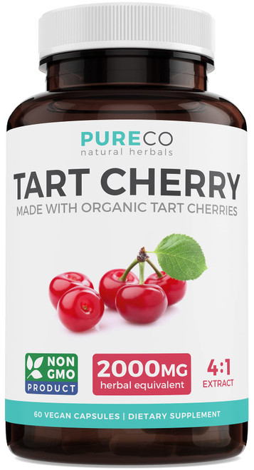 Organic Tart Cherry Capsules (Vegan & Gluten Free) - Natural Uric Acid Flush - High Strength 4:1 Extract Equals 2000mg of Fresh Tart Cherry Juice Organic - Support Supplement - 60 Capsules of 500mg Organic Tart Cherry Capsules (Vegan & Gluten Free) - Natural Uric Acid Flush - High Strength 4:1 Extract Equals 2000mg of Fresh Tart Cherry Juice Organic - Support Supplement - 60 Capsules of 500mg