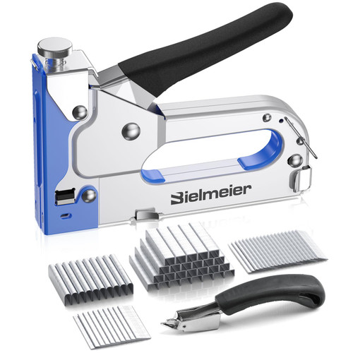 Bielmeier 4 in 1 Staple Gun, Upholstery Staple Gun Heavy Duty with 4000Pcs Staples, Manual Brad Nailer Power Adjustment Stapler Gun for Wood, Carpentry, Decoration, DIY, Fixing Material, Furniture Bielmeier 4 in 1 Staple Gun, Upholstery Staple Gun Heavy Duty with 4000Pcs Staples, Manual Brad Nailer Power Adjustment Stapler Gun for Wood, Carpentry, Decoration, DIY, Fixing Material, Furniture