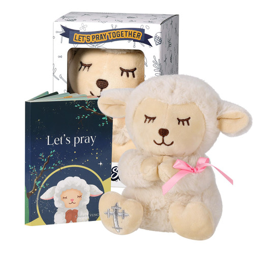 VUNCESSIN Baptism Gifts for Baby Girls with 7'' Cute Plush Lamb and Pray Book, Baptism, Dedication and Christening Gift Set for Girls in Keepsake Box. VUNCESSIN Baptism Gifts for Baby Girls with 7'' Cute Plush Lamb and Pray Book, Baptism, Dedication and Christening Gift Set for Girls in Keepsake Box.
