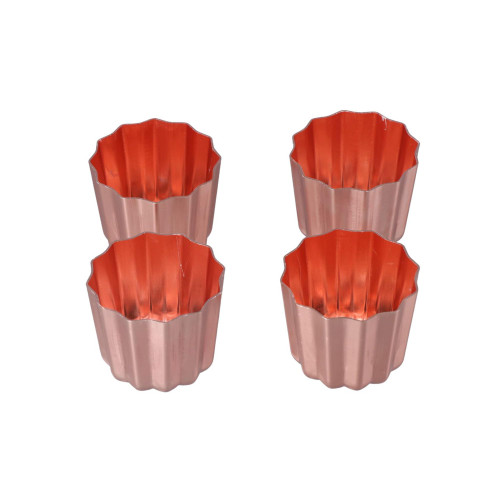 Leadigol 4pcs Canele Mould,Non-Stick Canele Baking Pan,Mini Pie Pan Set,Muffin Bakeware Cupcake Pan,for Making Mini Bread Cheesecake Dessert