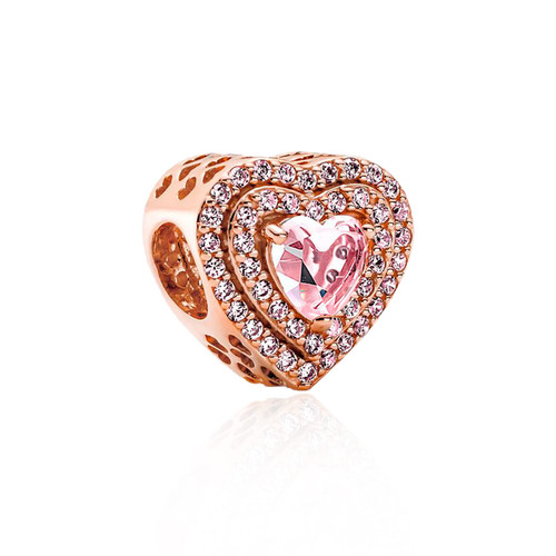 MITSOKU Rose gold heart Pendants Beads for Bracelets Necklaces 925 Sterling Silver Charms Jewelry Gift for Women Girls.