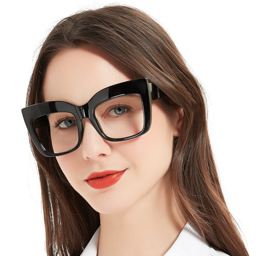 MARE AZZURO Oversized Reading Glasses Women Large Square Readers 1.0 1.25 1.5 1.75 2.0 2.25 2.5 2.75 3.0 3.5 4.0 5.0 6.0 (Black, 2.50)
