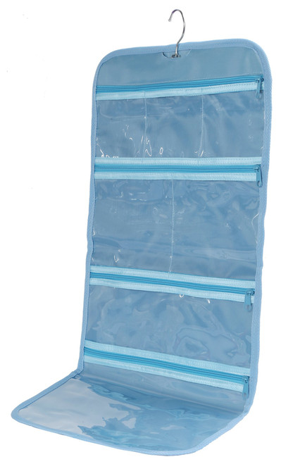 WODISON Foldable Clear Hanging Travel Toiletry Bag Cosmetic Organizer Storage (Blue)