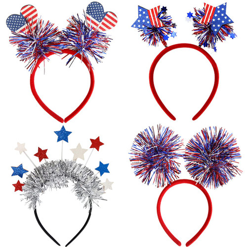 DIUEWOW 4PCS Patriotic Head Boppers Headband 4th of July Party Favors Star Love Heart Flashing Design Independence Day Hair Accessories Headwear for Veteran's Day and Memorial Day DIUEWOW 4PCS Patriotic Head Boppers Headband 4th of July Party Favors Star Love Heart Flashing Design Independence Day Hair Accessories Headwear for Veteran's Day and Memorial Day