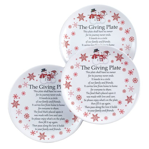 The Lakeside Collection Set of 3 Holiday Snowman Giving Plates
