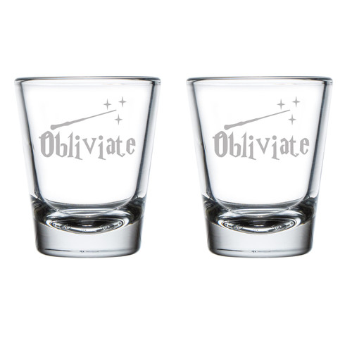 Set of 2 Shot Glasses 1.75oz Shot Glass Obliviate Funny