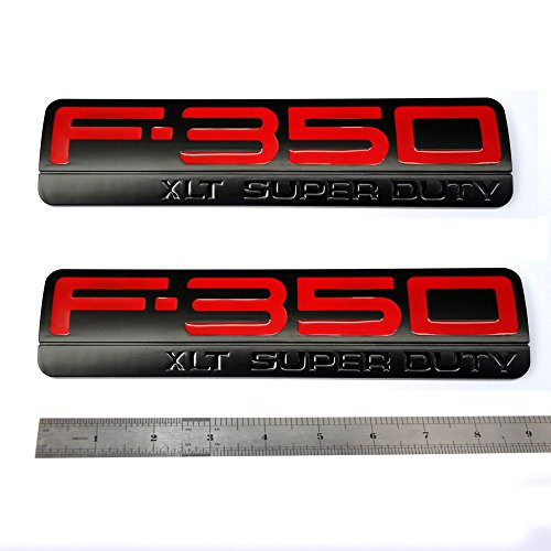 2x OEM Black F-350 XLT Super Duty Side Fender Emblems Badge 3D logo Replacement for F350 XLT Pickup Red
