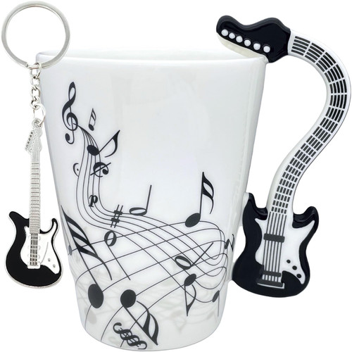 Guitar Player Gift, Guitar Handle Coffee Mug 13.5oz Ceramic, Guitar Stuff, Guitar Lover Gifts, Guitar Shaped Gift, Musical Note Electric Guitar Mug, Gift for Guitar Lovers Birthday Christmas