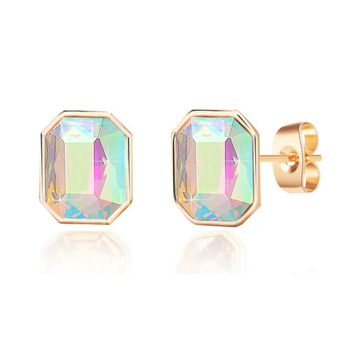 Austrian Crystal Octagon Stud Earrings for Women Fashion 925 Sterling Silver Hypoallergenic Jewelry (Aurora Borealis) Austrian Crystal Octagon Stud Earrings for Women Fashion 925 Sterling Silver Hypoallergenic Jewelry (Aurora Borealis)