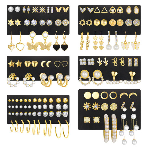 68 Pairs Gold Stud Earrings for Women Multipack, Hypoallergenic Assorted Girls Earring Set Multiple Piercings,Cubic Zirconia Pearl Butterfly Stud Hoop Earring Pack 68 Pairs Gold Stud Earrings for Women Multipack, Hypoallergenic Assorted Girls Earring Set Multiple Piercings,Cubic Zirconia Pearl Butterfly Stud Hoop Earring Pack
