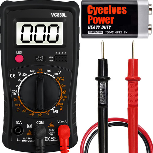 Digital Multimeter Pocket, Multifunction Battery Tester with Backlight Test Wire, Voltage Tester with LCD Display, Multimeter with AC DC Voltmeter Ohm Volt Amp Tester Measure Current Resistance Diode