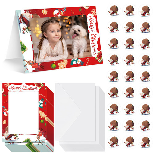 Cholemy 50 Sets Christmas Photo Frame Greeting Cards with Envelopes and Stickers Fits 4 x 6 Photo Insert Christmas Cards Holiday Photo Frame for Christmas Holiday Present Cholemy 50 Sets Christmas Photo Frame Greeting Cards with Envelopes and Stickers Fits 4 x 6 Photo Insert Christmas Cards Holiday Photo Frame for Christmas Holiday Present