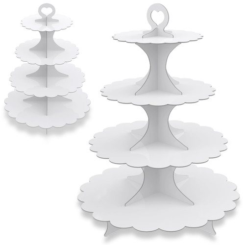 2 Pack 4-Tier Cardboard Cupcake Stand, Cupcake Stand Tower, Cupcake Tower,White Cupcake Tier Stand,Circular Cup Cake StandCardboard Dessert,Cupcake Stand Holder for Parties (White) 2 Pack 4-Tier Cardboard Cupcake Stand, Cupcake Stand Tower, Cupcake Tower,White Cupcake Tier Stand,Circular Cup Cake StandCardboard Dessert,Cupcake Stand Holder for Parties (White)