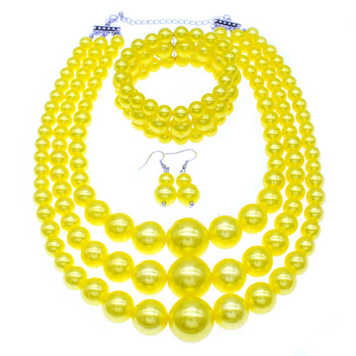 JNF Faux Pearl Statement Necklaces Big Pearl Necklace for Women Chunky Pearl Necklace and Earring Set Large Pearls Costume Necklace (Yellow pearl necklace) JNF Faux Pearl Statement Necklaces Big Pearl Necklace for Women Chunky Pearl Necklace and Earring Set Large Pearls Costume Necklace (Yellow pearl necklace)