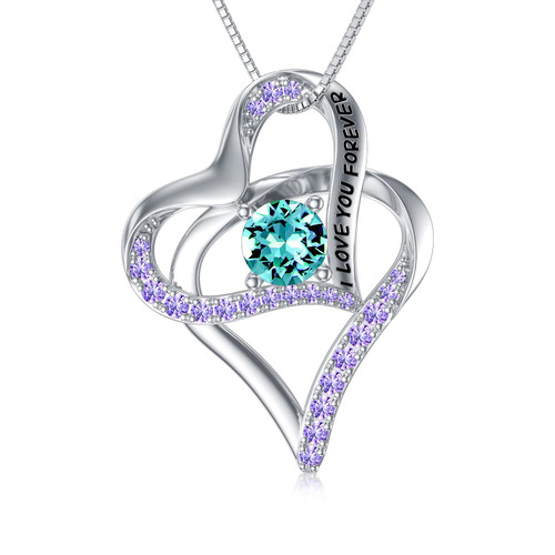 TOUPOP Blue Topaz Necklace Sterling Silver December Birthstone Necklace Birthday Christmas Anniversary Forever Love Heart Jewelry Gifts for Women Girls Her Wife TOUPOP Blue Topaz Necklace Sterling Silver December Birthstone Necklace Birthday Christmas Anniversary Forever Love Heart Jewelry Gifts for Women Girls Her Wife