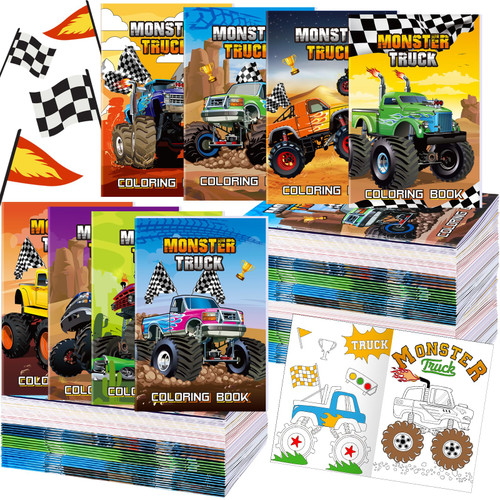 Estune 40 Pieces Monster Truck Coloring Book Bulk Birthday Party Favors for Kids Monster Truck Birthday Party Supplies Favor Bag Mini Small Color Booklets Goodie Bag Stuffers Gifts (Monster Truck) Estune 40 Pieces Monster Truck Coloring Book Bulk Birthday Party Favors for Kids Monster Truck Birthday Party Supplies Favor Bag Mini Small Color Booklets Goodie Bag Stuffers Gifts (Monster Truck)
