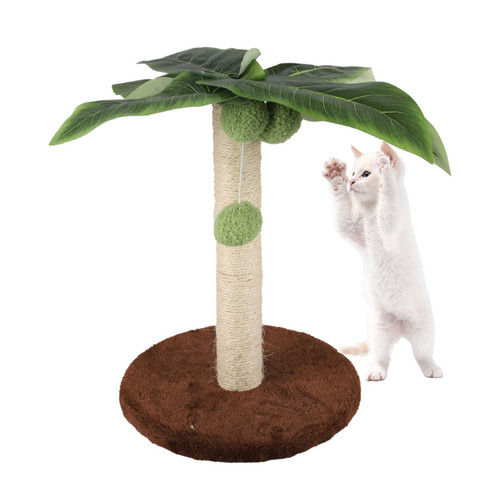 Cat Scratching Post - Small Tree Cat Scratcher 15 Inches Tall Scratching Post with Sisal Rope Interactive Dangling Balls Frame Sisal Cat Grab Post for Indoor Cats