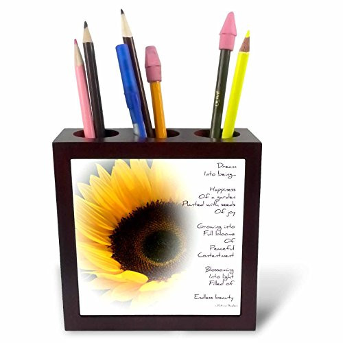 3dRose ph_36148_1 Sunflower Dream Poem-Inspirational Poetry-Flowers-Tile Pen Holder, 5-Inch