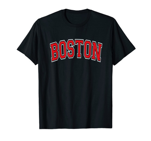 Mens Womens Kids Boston Varsity Style Red Text T-Shirt