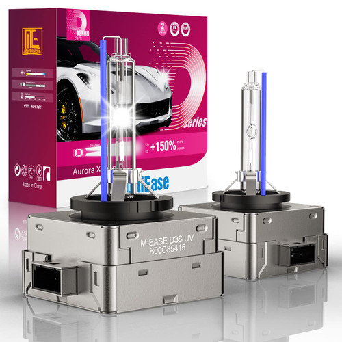 MultiEase D3S HID Headlight Bulb, 8000K Cool White Bulbs, 35W Xenon Headlight Bulbs, Super Bright D3S HID Bulbs Original Replacement, White High Low Beam HID Xenon Bulbs (Pack of 2)