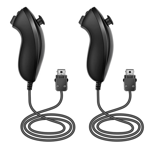 NC Nunchuck Controller Joystick Gamepad Replacement for wii Nunchuck Controller, Compatible with Nintendo Wii & Wii U Video Game Gamepads (Black 2PCS)