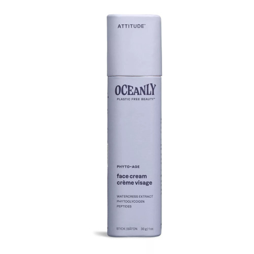ATTITUDE Oceanly Face Cream Bar, EWG Verified, Plastic-free, Plant and Mineral-Based Ingredients, Vegan and Cruelty-free Beauty Products, PHYTO AGE, Unscented, 1 Ounce