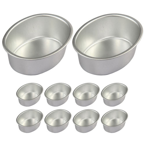 Hemoton Round Cake Pans 10Pcs Oval Shape Cheese Pan Oval Cake Mold Bread Mold Cheese Cake Baking Pan Stainless Steel Mold Mini Cake Pans