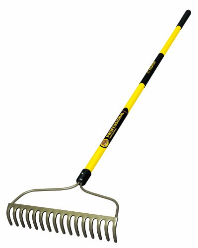 Truper 31379 Tru Pro Welded Bow Rake with Fiberglass Handle, 10-Inch Grip, 60-Inch