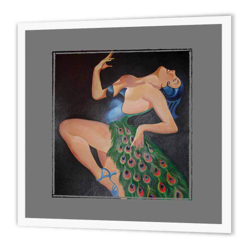 3dRose ht_24926_1 Woman Peacock Party-Iron on Heat Transfer Paper for White Material, 8 by 8-Inch