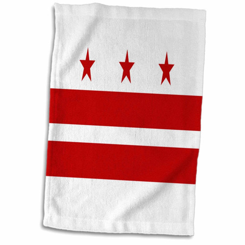 3D Rose Image of District of Columbia Flag Hand Towel, 15" x 22", White