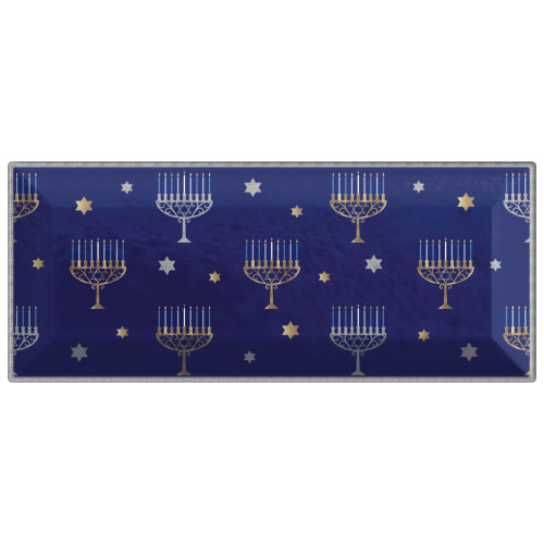 Amscan Hanukkah Long Platter 7.25 x 17-1 count | Textured Melamine & Sturdy Plastic Tray, 7 1/4 x 17, Multicolored