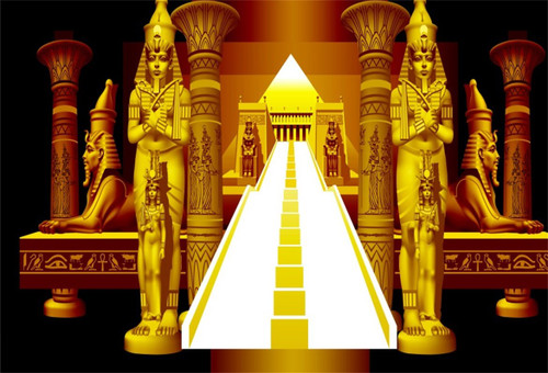 AOFOTO 5x3ft Egyptian Pyramids Sphinx Backdrop Ancient Egyptian Pharaoh Decoration Golden Egypt Palace Stairway Photography Background Egyptian Temple Queen of Egypt Travel Portrait Photo Studio Props