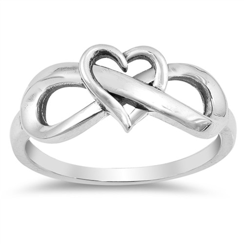 Oxidized Heart Infinity Love Knot Promise Ring Sterling Silver Band Size 5
