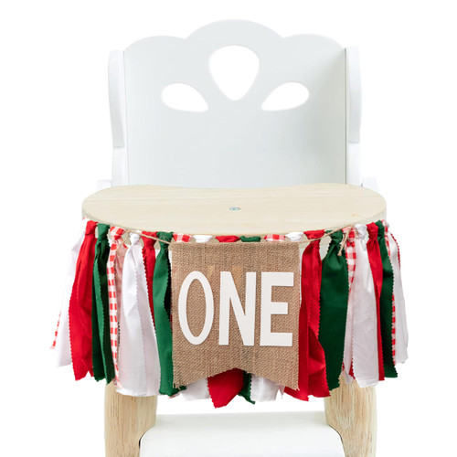 Christmas 1st Birthday High Chair Banner - Christmas Decoration For Boys Girls' First Birthday Party, Pizza HighChair Banner For Winter Birthday Party(Christmas cloth banner)
