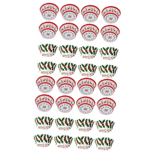 BESTOYARD 500 Pcs Christmas Paper Tray Cupcake Paper Cups Non-stick Baking Cups Liner Muffin Baking Liners Holders Christmas Cupcake Wrappers Baking Cupcake Cake Cups Niang Cake Pan
