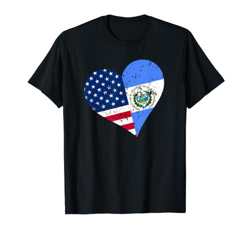 El Salvador USA Heart Distressed Salvadorian American Flag T-Shirt El Salvador USA Heart Distressed Salvadorian American Flag T-Shirt