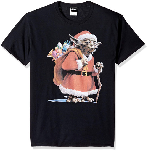 Star Wars Men's Santa Yoda T-Shirt Black, 2X-Large