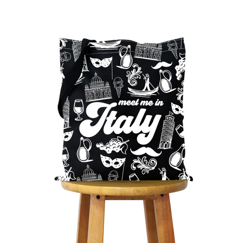 WCGXKO Italian Gift Italy Travel Gift Italy City Italy Trip Italy Trip Shopping Bag Tote Bag (ITALY black tote) WCGXKO Italian Gift Italy Travel Gift Italy City Italy Trip Italy Trip Shopping Bag Tote Bag (ITALY black tote)