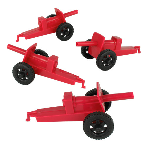 TimMee M3 Artillery - Red 4pc Plastic Army Men Cannon Playset - Made in USA