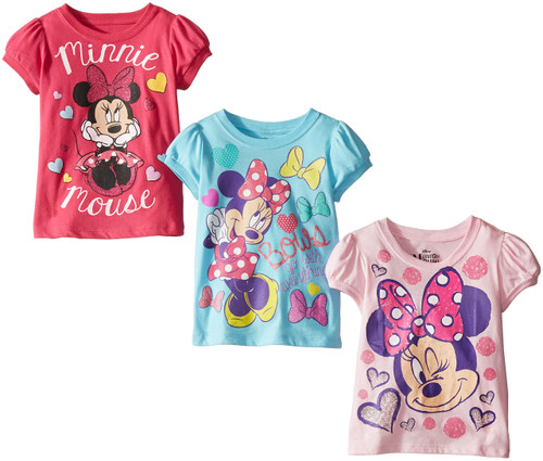 Disney Little Girls' Toddler Minnie Mouse 3-Pack T-Shirts, Assorted, 4T Disney Little Girls' Toddler Minnie Mouse 3-Pack T-Shirts, Assorted, 4T
