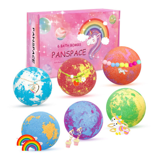 Panspace Unicorn Bath Bombs for Girls with Jewelry Inside, 6 Organic Bath Bombs Gift Set for Kids, Handmade Bubble Bath Bombs Spa Fizz Ball Kit with Surprise Toys for Kids Girls Birthday Christmas Panspace Unicorn Bath Bombs for Girls with Jewelry Inside, 6 Organic Bath Bombs Gift Set for Kids, Handmade Bubble Bath Bombs Spa Fizz Ball Kit with Surprise Toys for Kids Girls Birthday Christmas