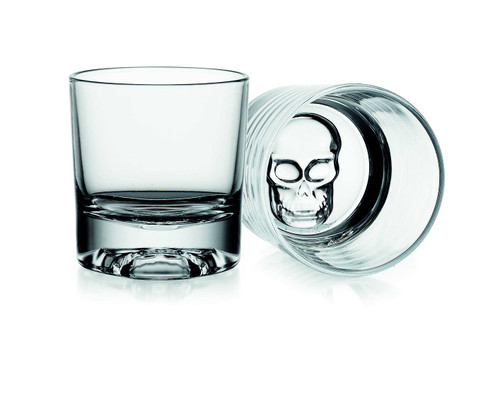 Godinger Skull Whiskey Glasses, Old Fashioned Whiskey Glasses, Skull Face Glass Cups, Drinking Glasses - Set of 2