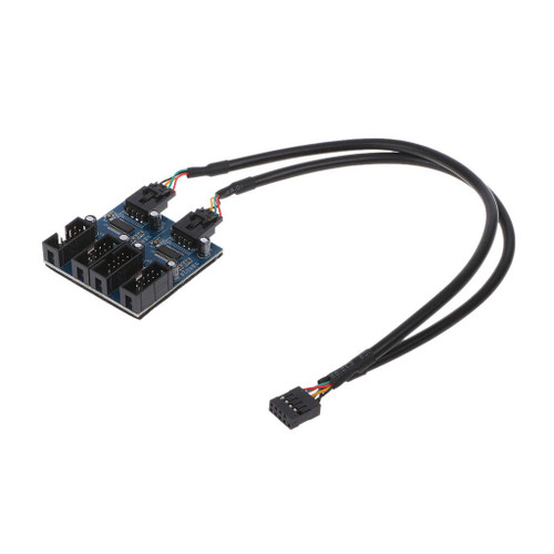 keaiduoa PC Case Internal 9-Pin USB 2.0 Male 1 to 4 Female Splitter PCB Chipset Extender Cable 30cm