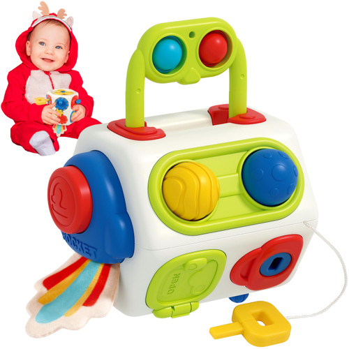 9 in 1 Busy Cube Baby & Toddler Toys, Montessori Sensory Toys for Toddlers 1 2 3 Year Old, Fidget Busy Board Learning Toys, 18 Month Old Toys Travel Toys, Baby Gifts for Christmas Stocking Stuffers