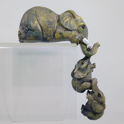 Kayzyue 3 Pcs Elephant Shelf Sitter Elephant Statue Sculpture for Living Room Table,Bookshelf,TV Stand,Shelf Decor
