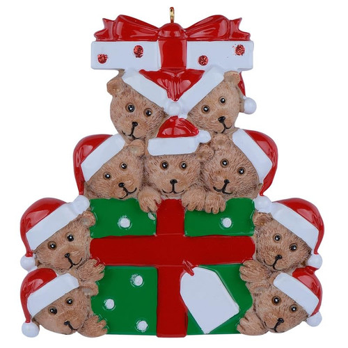 Personalized Bear Family Christmas Ornament 2023, Family of 9 Bear with Gift Box Ornaments for Christmas Tree, Personalized Bear Christmas Ornament, Unique Keepsake Gift for Big Family, Grandkids Personalized Bear Family Christmas Ornament 2023, Family of 9 Bear with Gift Box Ornaments for Christmas Tree, Personalized Bear Christmas Ornament, Unique Keepsake Gift for Big Family, Grandkids