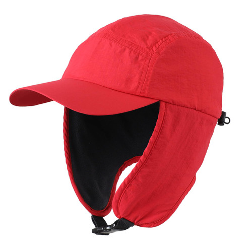 Home Prefer Mens Winter Hat with Brim Fleece Earflaps Hat Baseball Trapper Hat Red Home Prefer Mens Winter Hat with Brim Fleece Earflaps Hat Baseball Trapper Hat Red