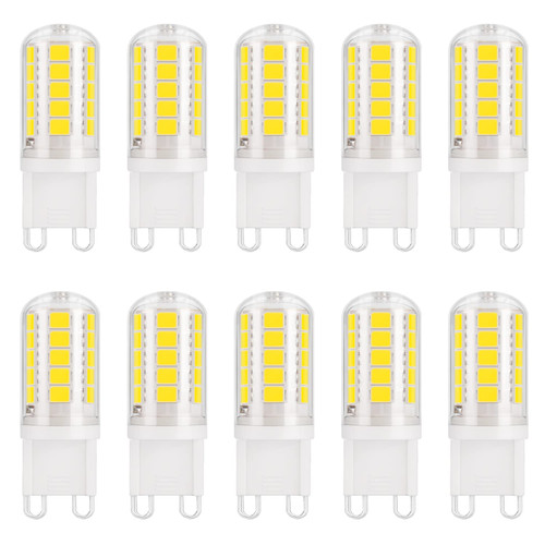 DiCUNO G9 LED Bulb 40W Equivalent 4W, Daylight White 6000K 400LM, T4 Chandelier Light Bulb, Non Dimmable, Bi-pin G9 Base Replacement for Home Lighting, 120V, Pack of 10