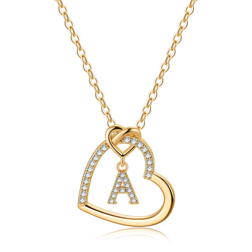 IEFWELL Heart Necklace for Women, Initial Necklaces for Women Trendy Dainty Gold Necklace for Women Letter Necklace for Women Gold Initial Necklace for Women Gold Jewelry for Women Gifts for Girls